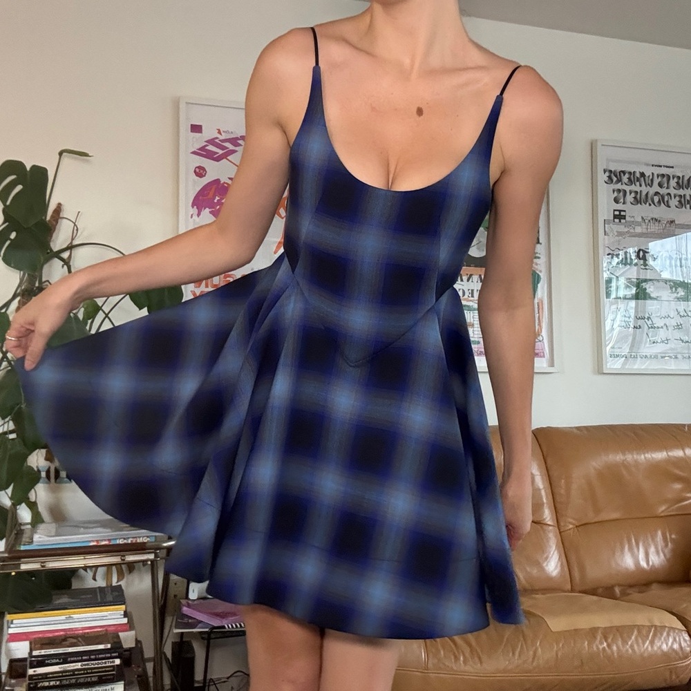 SHU SHU TONG - Blue Plaid Baby Doll Dress